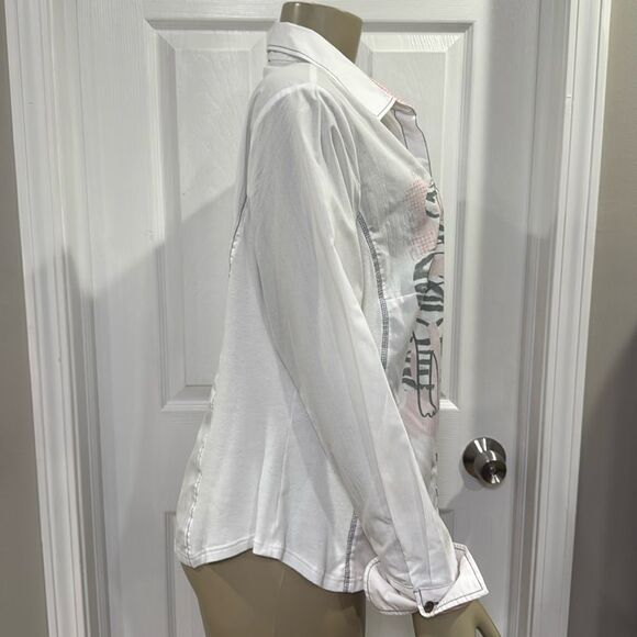 JUST WHITE BLOUSE. WHITE/BLUSH/GREY. - Picture 5 of 12